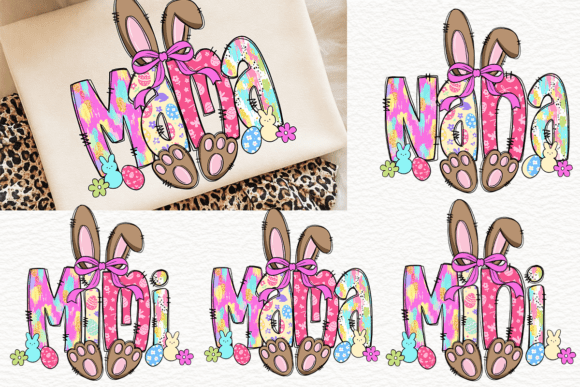 Brushstroke Mama Bunny PNG: Warm Brown Easter Design