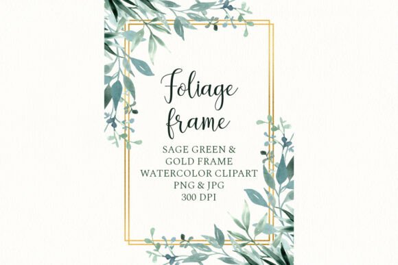 Elegant Greenery Frame with Gold Border for Design