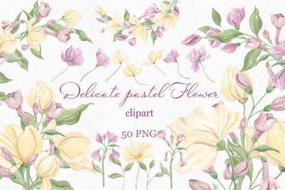 Elegant Watercolor Flower Clipart for Modern Design