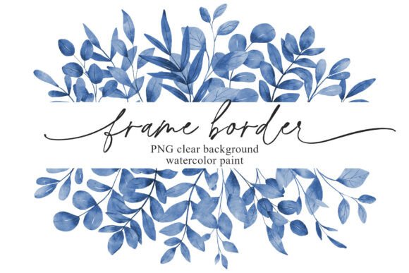 Elevate Your Designs with a Blue Leaves Frame Border Banner