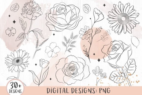 Elevate Your Designs with Versatile Floral Line Art