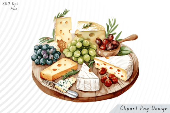 Elevate Your Designs with Watercolor Cheese Platter Clipart