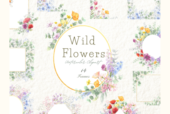 Elevate Your Designs with Watercolor Wildflower Frames