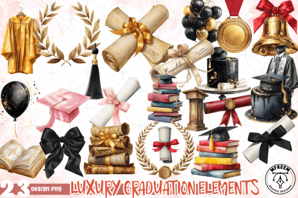 Elevate Your Projects with Luxury Graduation Elements PNG
