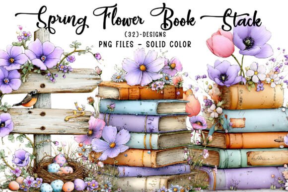 Spring Flower Book Stack Sublimation: Elevate Your Visual Projects
