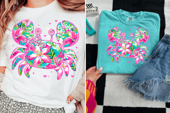 Tropical Boho Crab PNG: Summer Design Asset