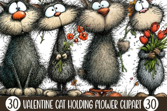 Valentine Cat Holding Flower Clipart: Creative Design Guide