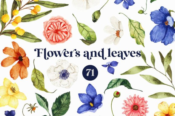 Watercolor Flower Greenery Clipart for Modern Design