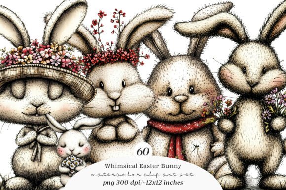 Whimsical Easter Bunny Clipart: Elevate Your Spring Designs